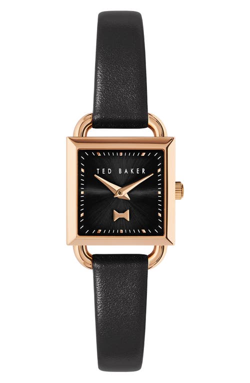Ted Baker London Taliah Bow Leather Strap Watch, 24mm in Black at Nordstrom