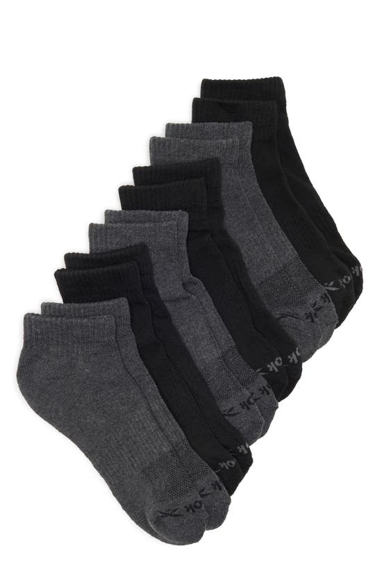 Shop Reebok 6-pack Terry Quarter Length Socks In Black-grey