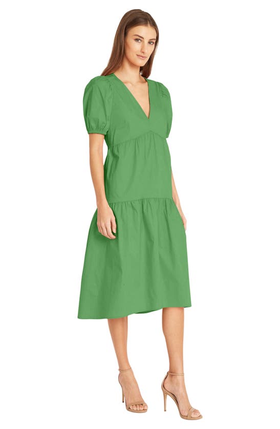 Shop Donna Morgan For Maggy Solid Cotton Midi Dress In Vibrant Green