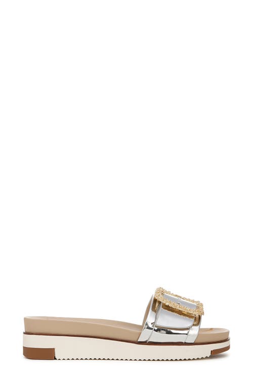 Shop Sam Edelman Ariane Platform Slide Sandal In Soft Silver