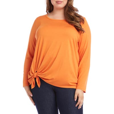 Plus Size Karen Kane Tie Front Top, Orange
