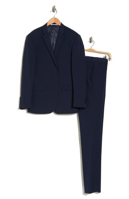 Gino Vitale Skinny Fit Solid Stretch Three Piece Suit In Navy