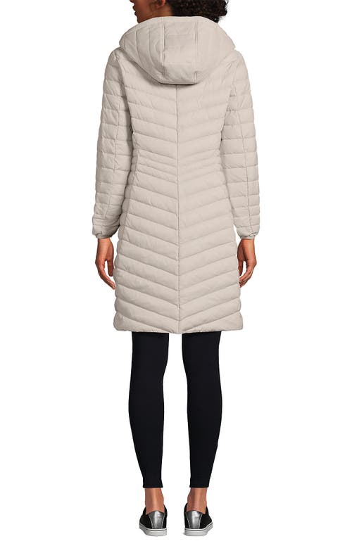Lands' End Ultralight Packable Long Down Coat In Dusk Gray