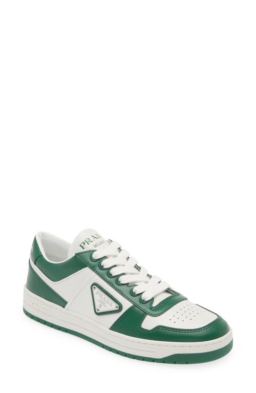 Prada Downtown Logo Low Top Sneaker In White/green