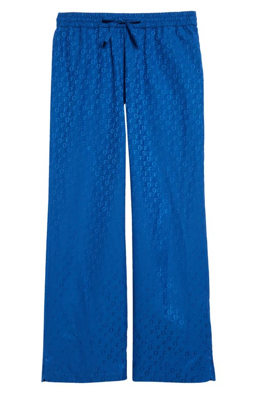 Shop Off-white Logo Cotton & Silk Jacquard Pajama Pants In Blue - N