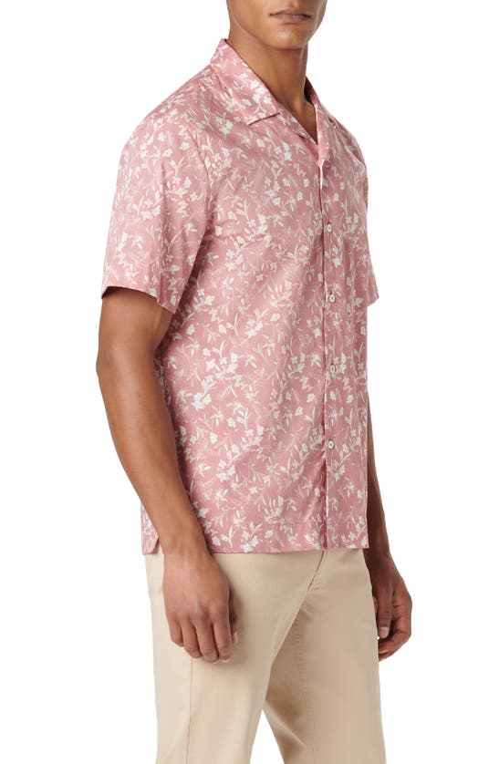 Shop Bugatchi Orson Floral Stretch Cotton Camp Shirt In Dusty Pink