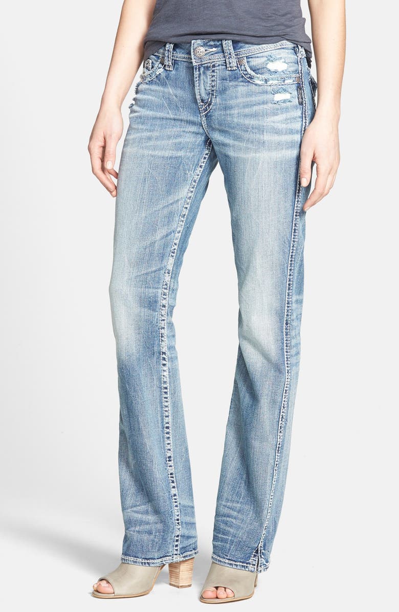 Silver Jeans Co. 'Suki' Distressed Flap Pocket Slim Bootcut Jeans ...