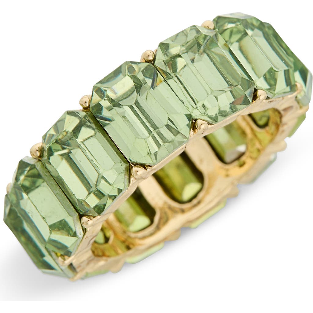 Nordstrom Rack Emerald Cut Crystal Eternity Band Ring In Emerald- Gold