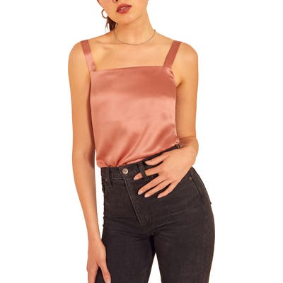 Reformation Juliana Square Neck Silk Camisole, Pink