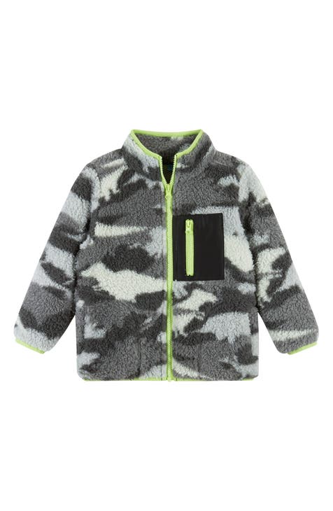 Kids Boy's Full Zip Polar Fleece Jacket, Ultra Soft, Warm, Comfortable  Fabric with Zippered Hand Pockets - Grey Camo, Size 10/12 