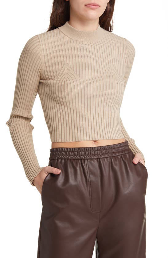 The Range Crop Rib Sweater In Dark Pearl