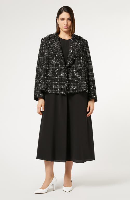 Shop Marina Rinaldi Saggina Double Breasted Tweed Jacket In Black Check