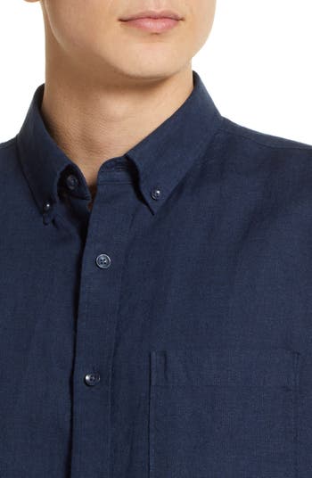 Nordstrom Short Sleeve Linen Button-Down Shirt