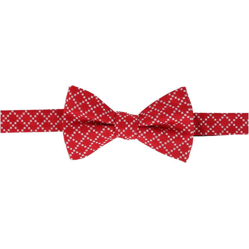 Trafalgar Rowan Geometric Pattern Silk Bow Tie In Red