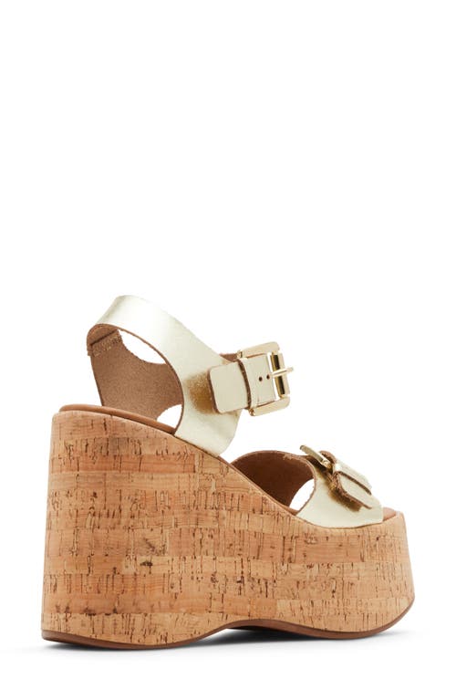 Shop Steve Madden River Platform Wedge Sandal In Gold Leather