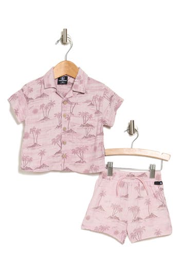 Volcom Beach Tropical Button-up Shirt & Shorts Set In Animal Print