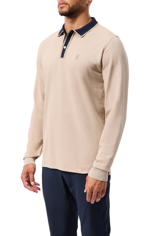 Shop Psycho Bunny Kent Long Sleeve Pima Cotton Piqué Polo In Stone