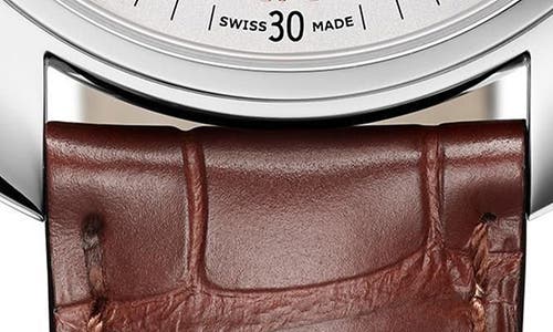 Baume & Mercier Classima Leather Strap Watch, 42mm In Silver/gold/brown
