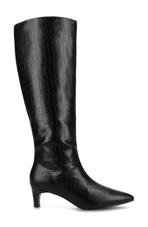 Journee Collection Tullip Kitten Heel Boot In Croco/black
