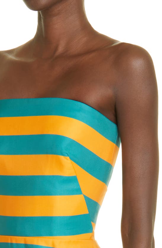 BRANDON MAXWELL THE KADY STRIPE STRAPLESS SILK & WOOL COCKTAIL DRESS