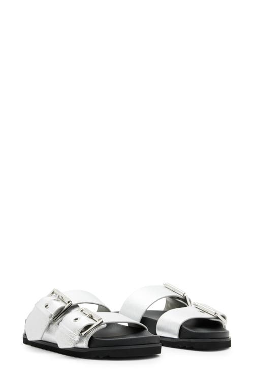 Sian Slide Sandal in Metallic Silver
