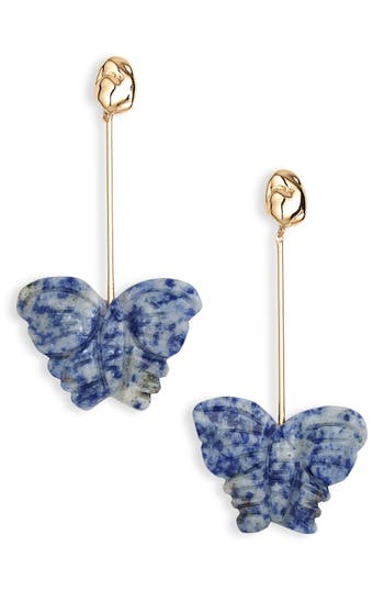 Nakamol Chicago Butterfly Stone Drop Earrings In Blue