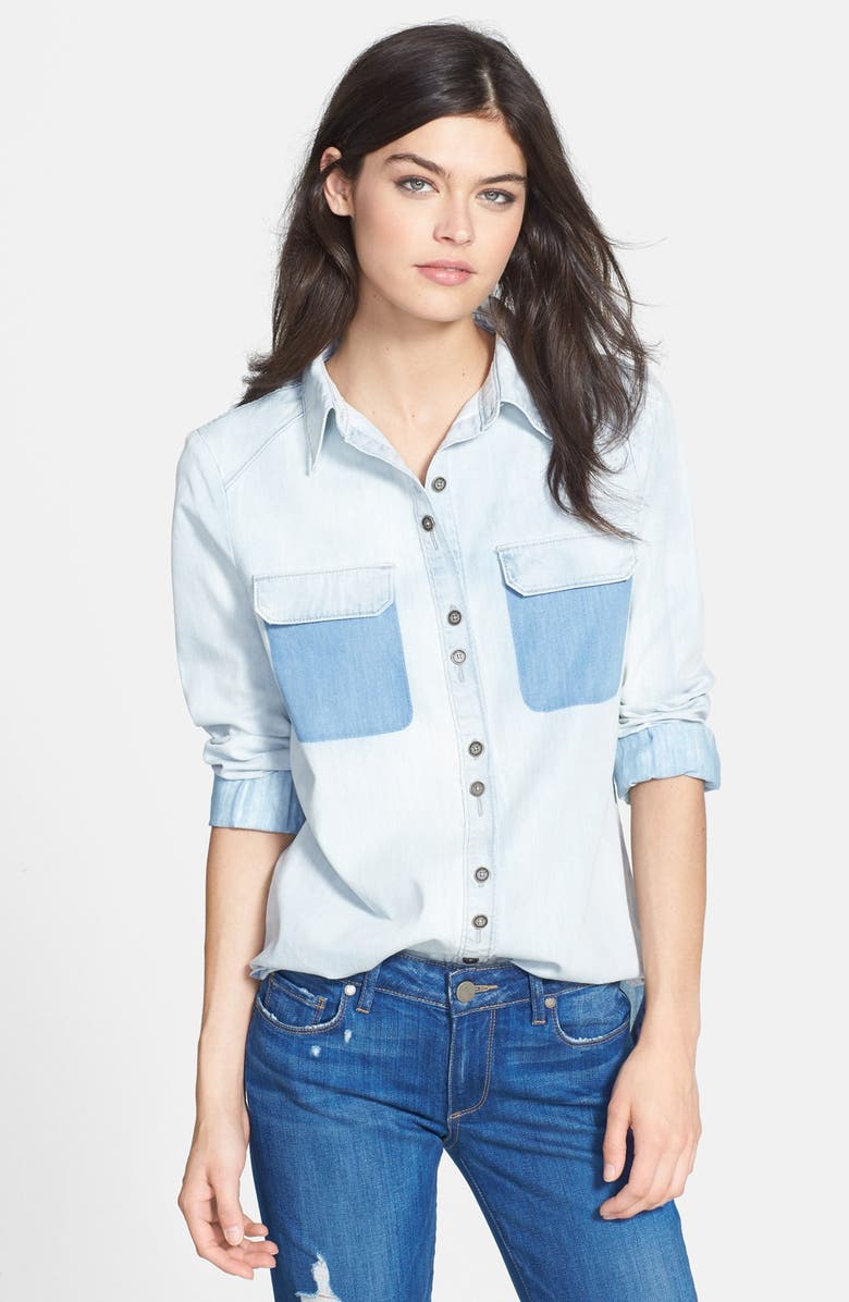 Paige Denim 'Taylor' Colorblock Chambray Shirt | Nordstrom