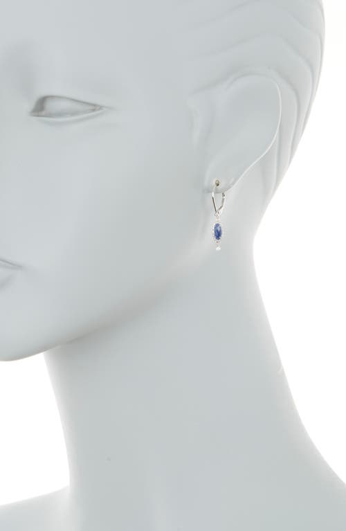 Shop Meira T Diamond & Blue Sapphire Drop Earrings In White Gold/blue