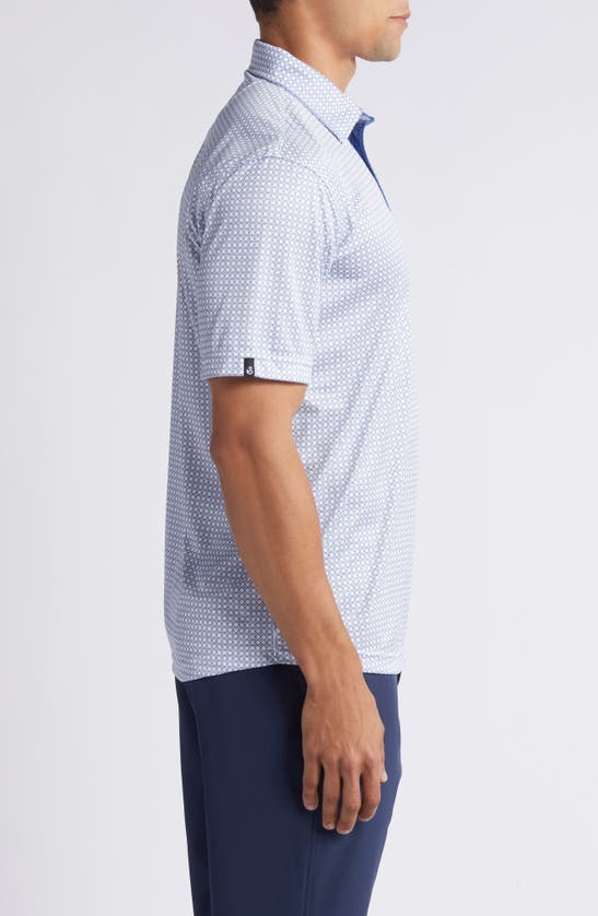 Shop Swannies Tanner Diamond Print Golf Polo In Navy