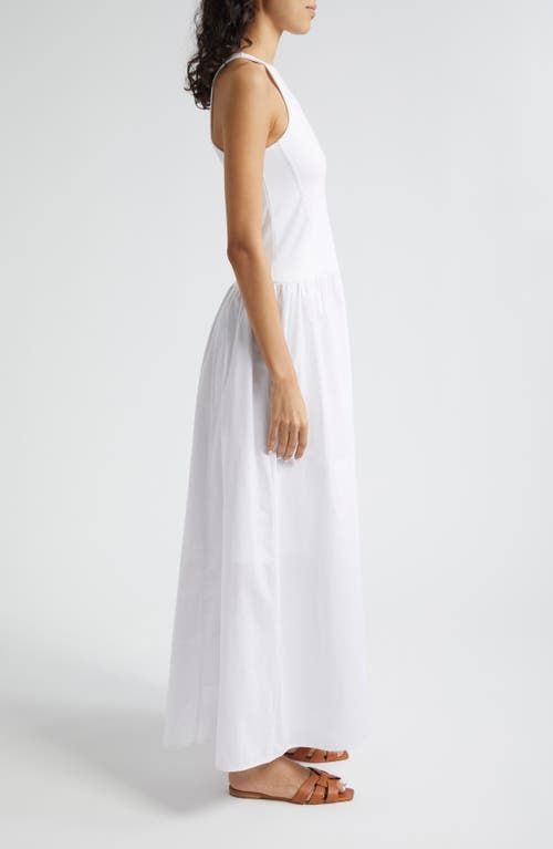Atm Anthony Thomas Melillo Pima Cotton Mixed Media Sleeveless Maxi Dress In White