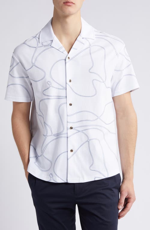 Reiss Menton Embroidered Cotton Camp Shirt Airforce Blue at Nordstrom,