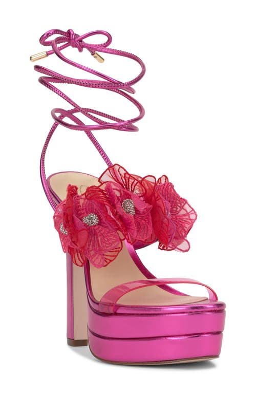 Iyla Ankle Wrap Platform Sandal in Pink Jewel