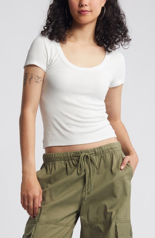 Bp. Rib Scoop Neck T-shirt In White Blanc