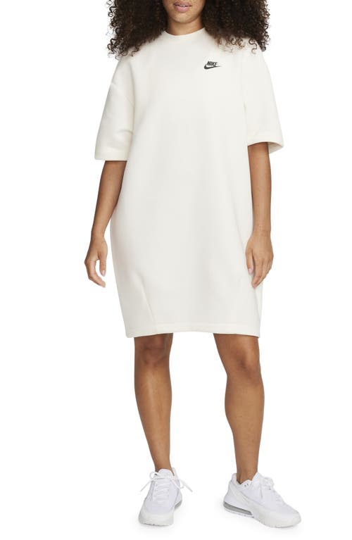 Tech Fleece Oversize T-Shirt Dress in Pale Ivory/Black