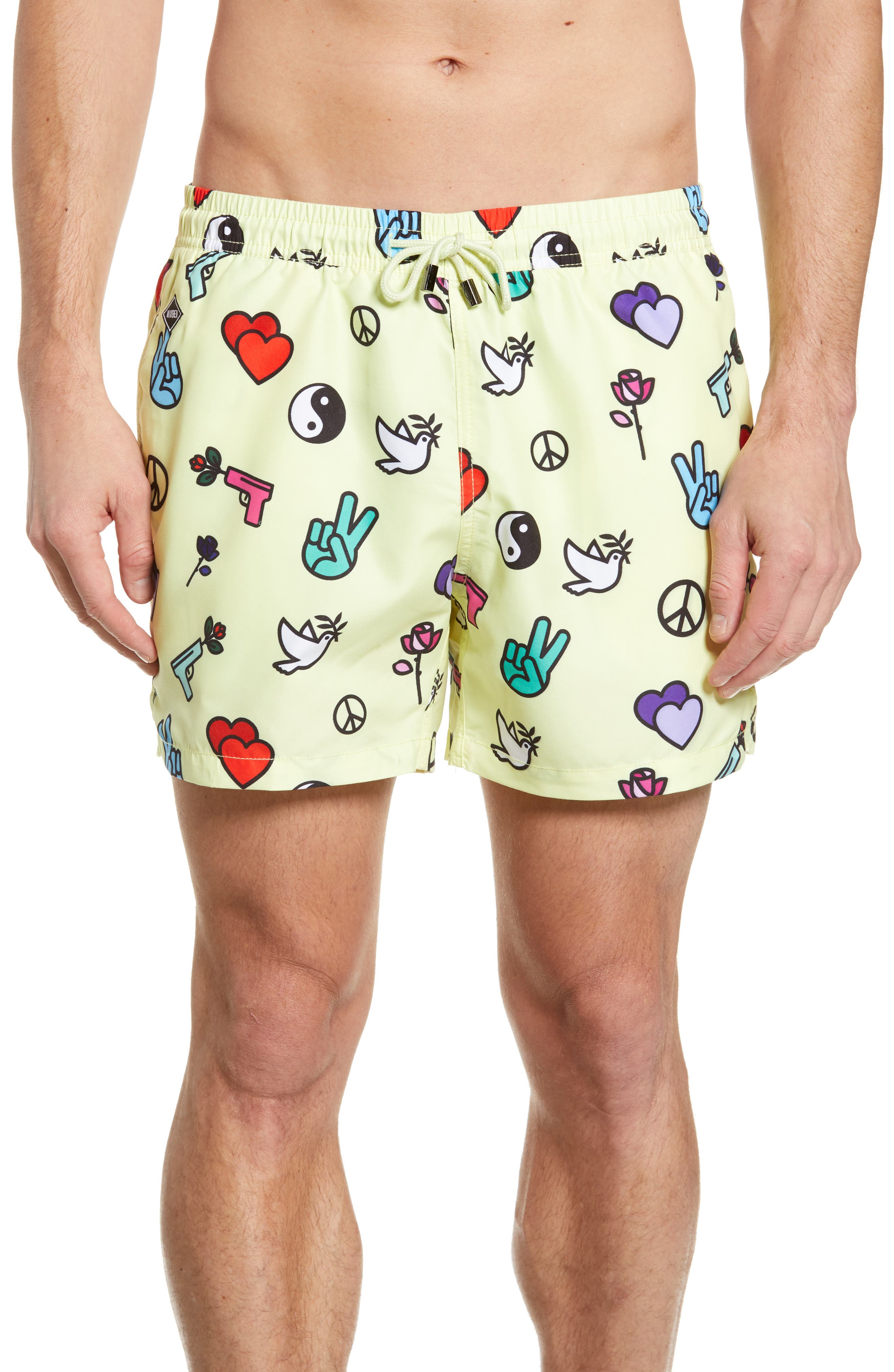 Nikben Peace N Love Swim Trunks, Yellow