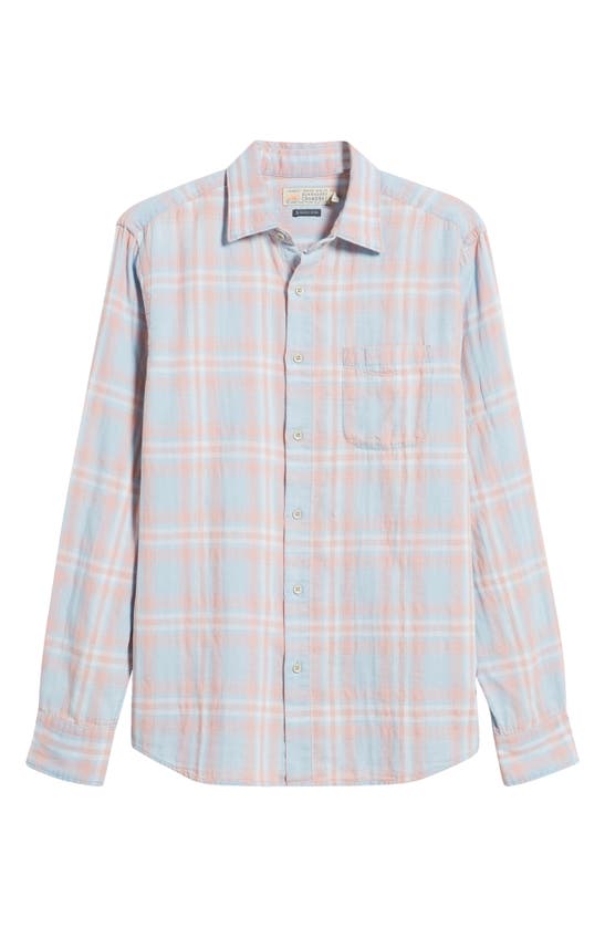 Shop Faherty Sunwashed Chambray Button-up Shirt In Coral Bay Plaid