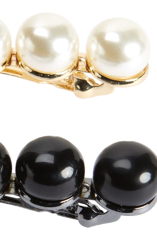 Shop Tasha Assorted 2-pack Pearly Bead Hair Clips In Ivory/ Black