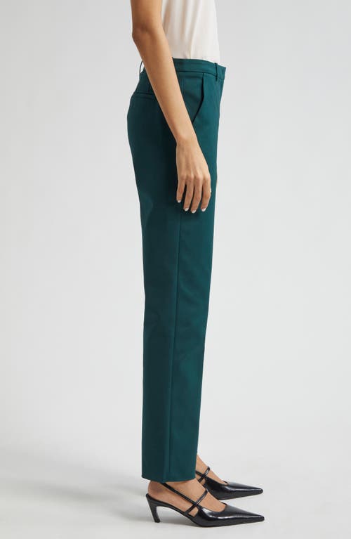 Shop Emporio Armani Couture Cotton Blend Straight Leg Pants In Solid Dark Green