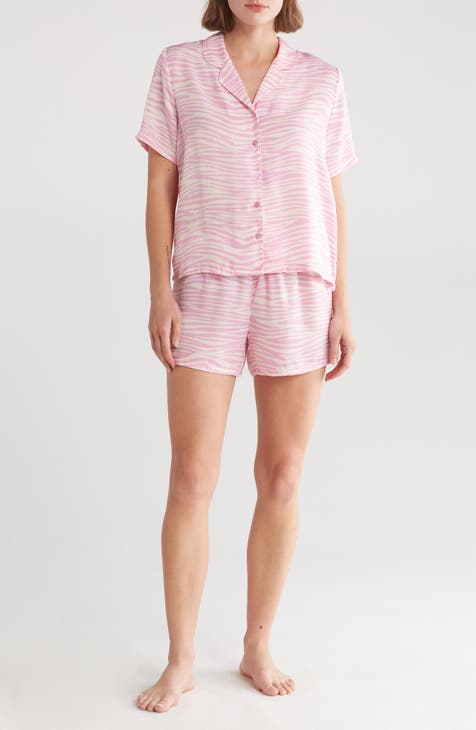 Satin Button-Up Shirt & Shorts Pajamas