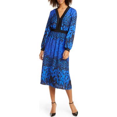 Ted Baker London Maryema Quartz Long Sleeve A-Line Dress, (fits like 4-6 US) - Blue