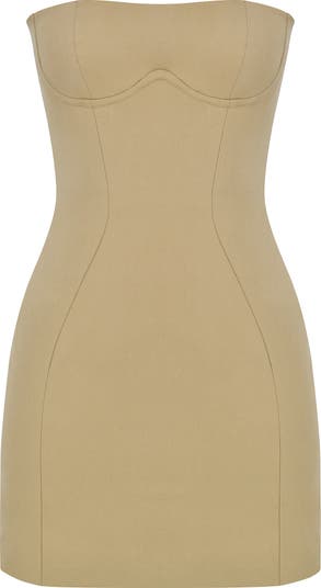 Carissa Strapless Shimmer Drape Bodycon Mini Dress • Shop American