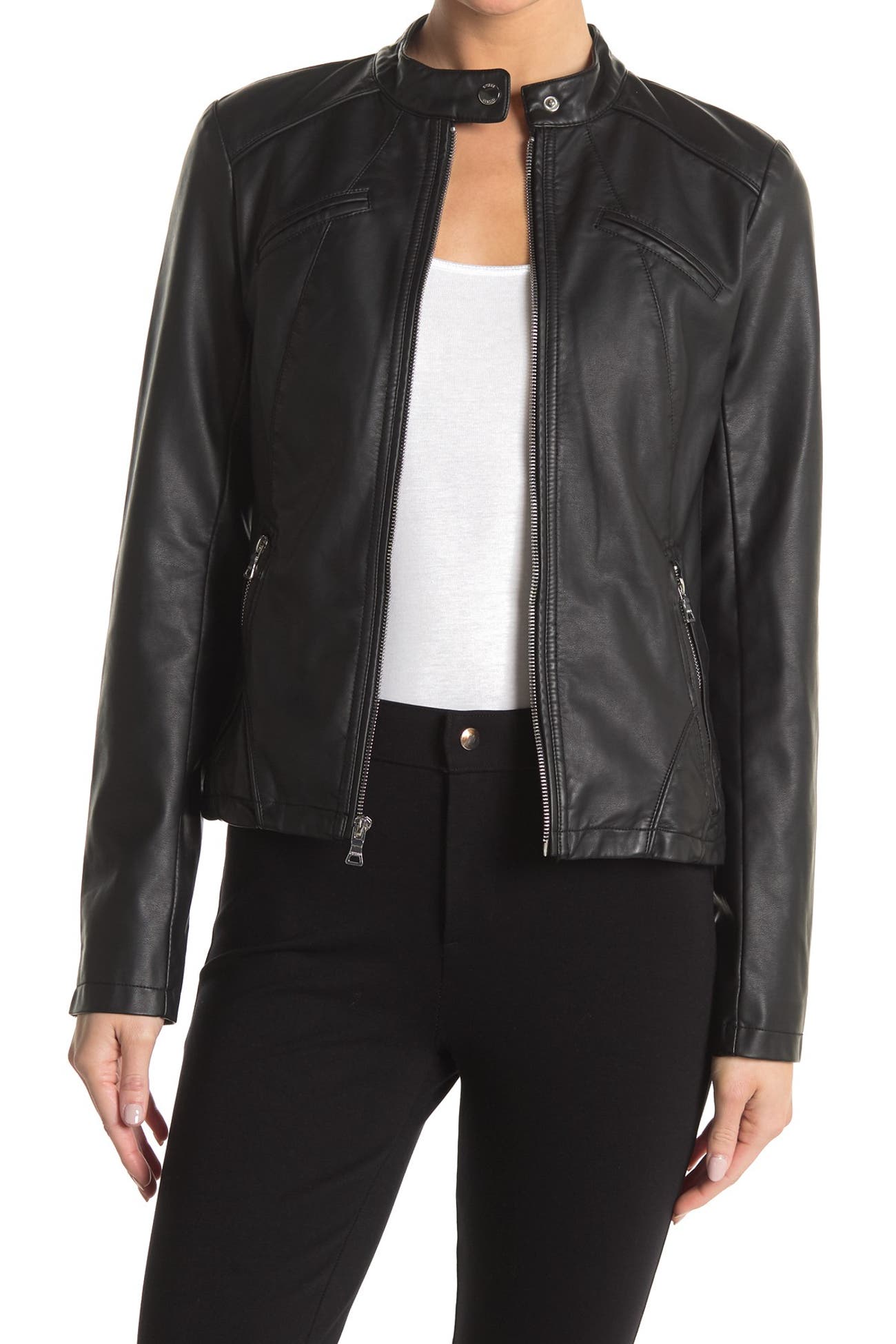 GUESS Faux Leather Racer Jacket Nordstrom Rack