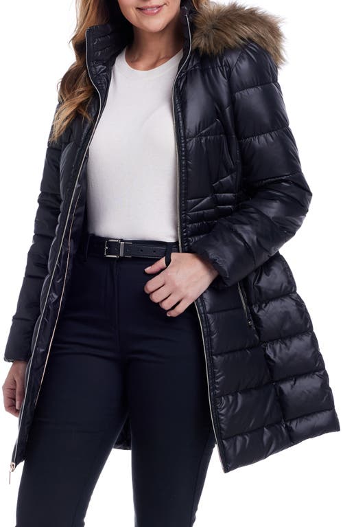 Shop Gallery Water Resistant Puffer Coat With Faux Fur Trim Removable Hood In Black