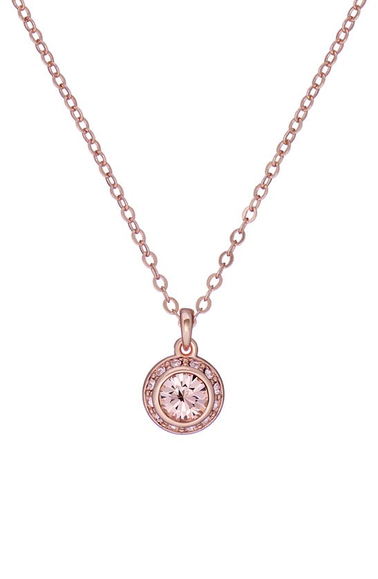 Shop Ted Baker Soltell Solitaire Crystal Halo Pendant Necklace In Rose Gold Tone Vint Rose Crys