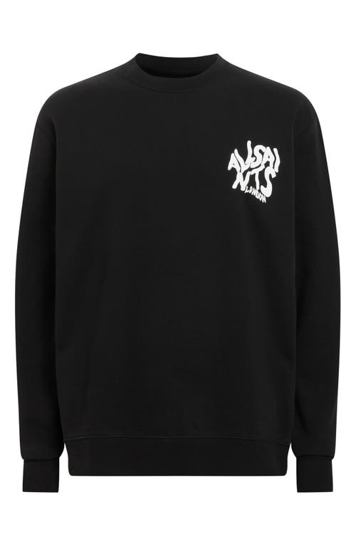 Shop Allsaints Orlando Logo Cotton Graphic Sweatshirt In Jet Black