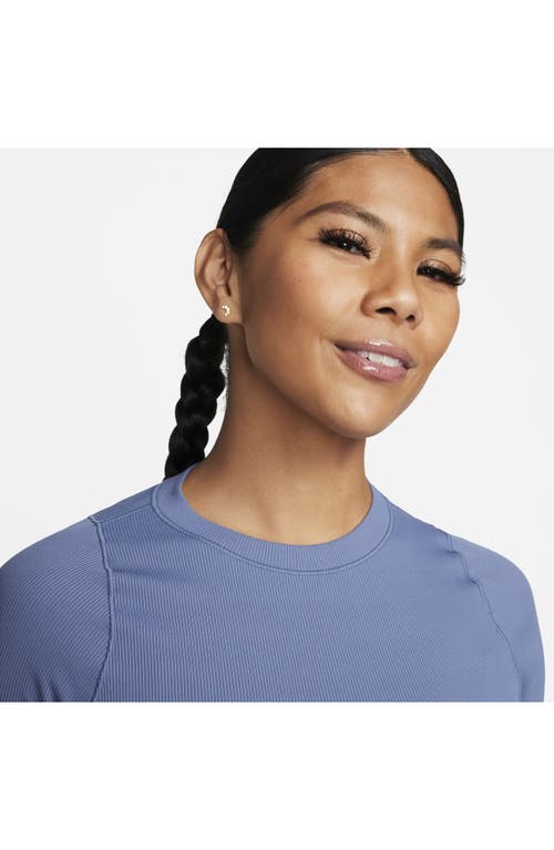 Shop Nike Essential Rib Crop T-shirt In Diffused Blue/white