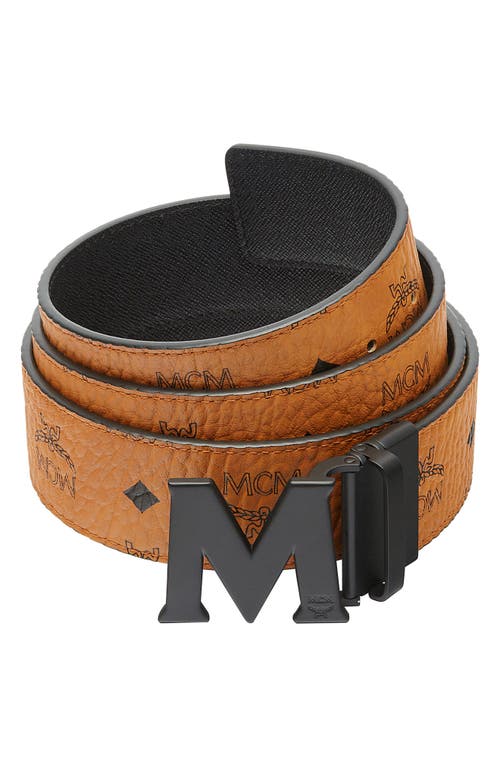 MCM Logo Buckle Reversible Belt in Cognac at Nordstrom