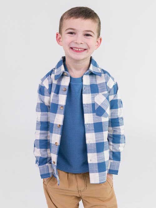 Shop Ruggedbutts Boys Long Sleeve Button Down Shirt In Countryside Blue Plaid