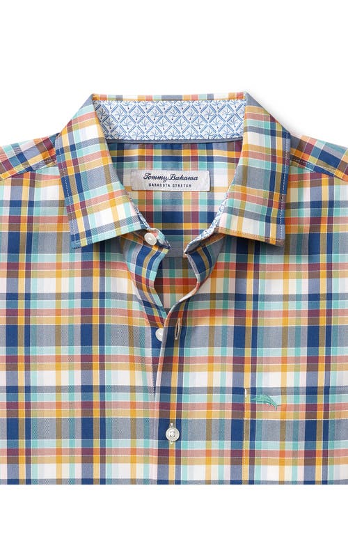 Shop Tommy Bahama Sarasota Stretch Marina Plaid Islandzone® Button-up Shirt In Seven Seas