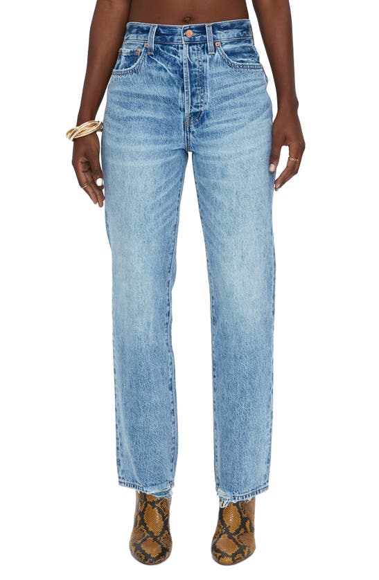 Pistola Cassie Embellished High Waist Ripped Straight Leg Jeans In Bramble